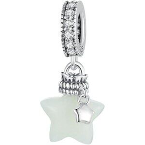 Green Star 925 Sterling Silver Charms for Necklace Pendant Charms